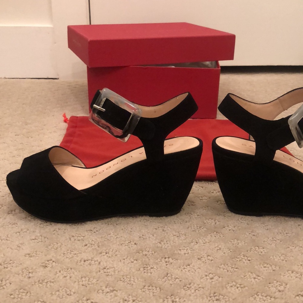 Sacha London OTELO-B Black Suede wedge dressy size 6.5